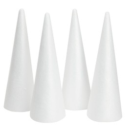 Juvale Foam Cones for Crafts, Trees, Holiday Gnomes, Christmas Decorations, DIY Art Projects (13.5x5.5 Inches Cone) - 4 Pack