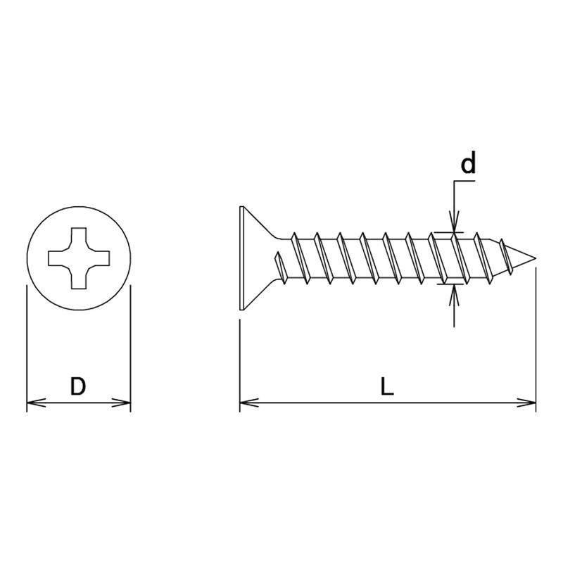 DAIDOHANT 10173816 Stainless Steel Self Tapping Screws, Countersunk Head (Nominal