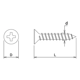 DAIDOHANT 10173816 Stainless Steel Self Tapping Screws, Countersunk Head (Nominal Diameter d) 0.1 x Length 1.2 inches (30 mm) x Head Diameter D 0.3 inches (8 mm) [SUSXM7] Approx. 80 Pieces