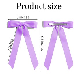 2PCS Dark Purple Hair Bows Solid Satin Polyester Ribbon Bow Hair Clips Ponytail Big French Hair Barrettes with Long Tail Wedding Dress Decor Hair Accessories for Women Toddler Teen Girls