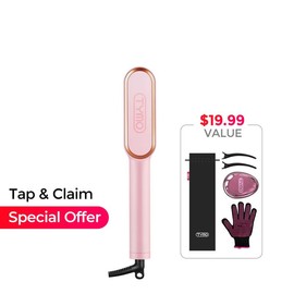 TYMO RING - Hair Straightener Comb, Styling Tool for Frizz-Free Hair, Straightening Brush with Ceramic Coating, Fast Heat-Up, Springtok:_Pink