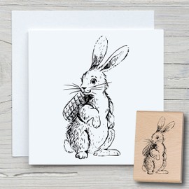 Newstamps Lotti Large Wooden & Rubber Stamp for Cards and Gifts, Wooden Stamp for Easter, Easter Card, Easter Bunny, Scrapbook, Textile Stamp, Decoration, Children