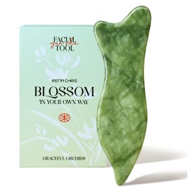 Rena Chris Gua Sha Facial Tools - Acupressure & Gua Sha, Jade Gua Sha Stone for Face Massage, Jawline Sculpting and Puffiness Reducing, Skin Care Gift with User Manual
