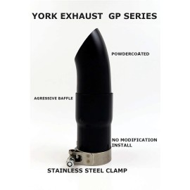 SHORTY YORK EXHAUST 49 MM ID CUSTOM UNIVERSAL SHORTY YORK MOTO GP STUBBY Slip On MUFFLER (NEW) BLACK