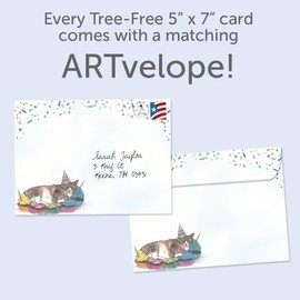 Tree-Free Greetings - Birthday Cards - Artful Designs - 1 Card + Matching Envelope - Made in USA - 100% Recycled Paper - 5"x7" - Cat Nap Cupcakes (GO69171)