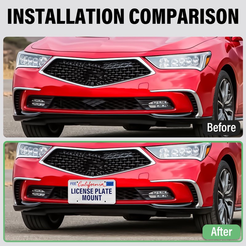 No Drill Front License Plate Bracket Holder Compatible with Acura