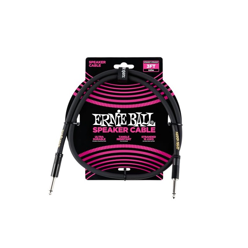 Ernie Ball - Cable para altavoces, recto/recto, 0,91 m