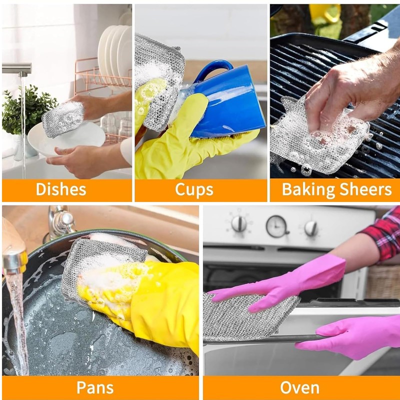 10 Pcs Wire Cleaning Cloths - Multifunctional Non-scratch Wire Dishcloths,