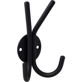 Gedotec BRISTOL Coat Hook Black Hat Hook for Screwing on Wardrobe Wall Hooks Steel Coat Hook Vintage 1 Piece Double Hook with Mounting Material