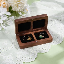 PLIGREAT Doppelte Ringbox Aus Holz Für Die Hochzeitszeremonie Verlobungsringhalter Aufbewahrungsbox Für 2 Ring Für Braut Bräutigam Antrag Hochzeit Jahrestag Quadratische Schmuck Display Box