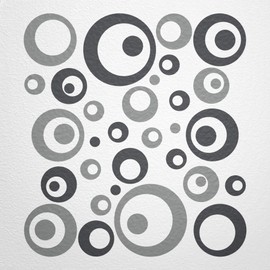 WANDfee® Wall Tattoo, Circles, Dots, 50 Stickers, Colour Choice For Children's Bedroom, Living Room, Hallway, Bathroom, Kitchen, Tile Stickers, grey