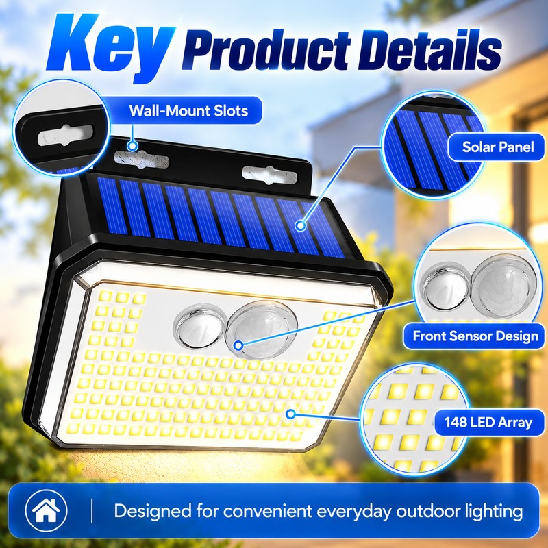 Solar Motion Sensor Outdoor Wall Lights for Home Security –