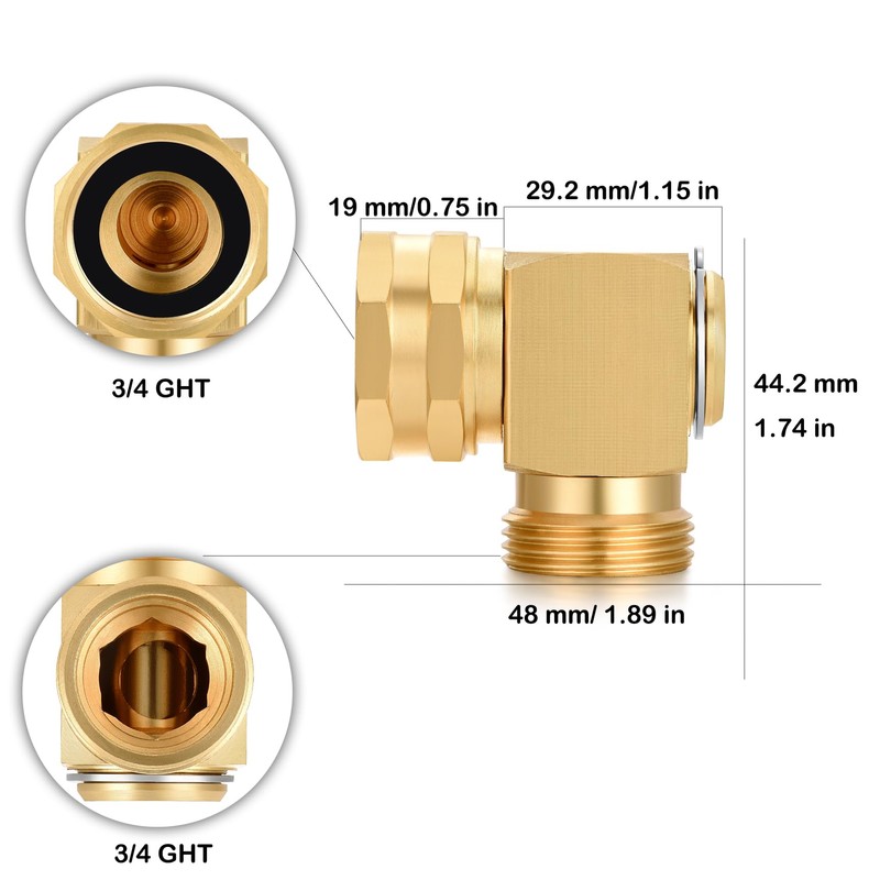 YELUN Garden Hose Swivel elbow Connector 90 Degree Solid Brass