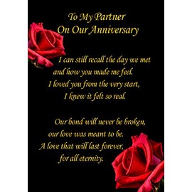 to My Partner' Anniversary Verse Poem Greeting Card
