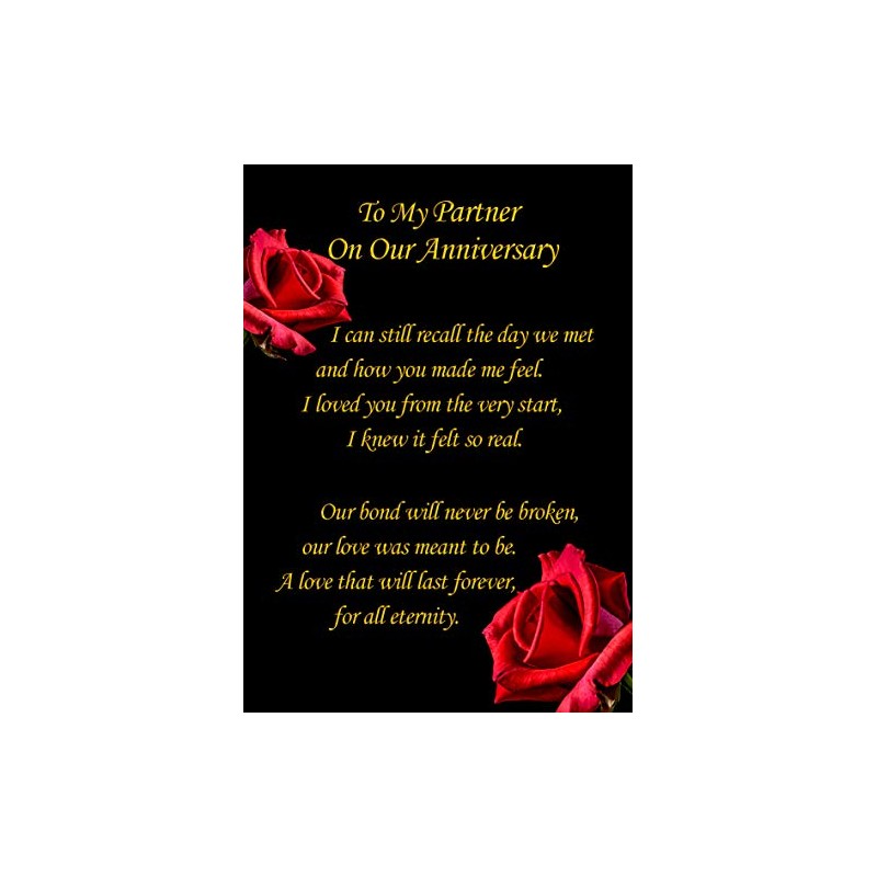 to My Partner' Anniversary Verse Poem Greeting Card