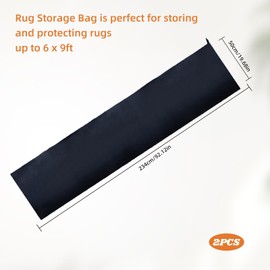 letsinstyle 2 Pcs 20 x 92 Inches Oxford Cloth Drawstring Carpet Storage Pouches, Dustproof Large Rug Storage Bags, Rolled Rugs Moving Bag for Indoor Outdoor Carpet Storage Packing