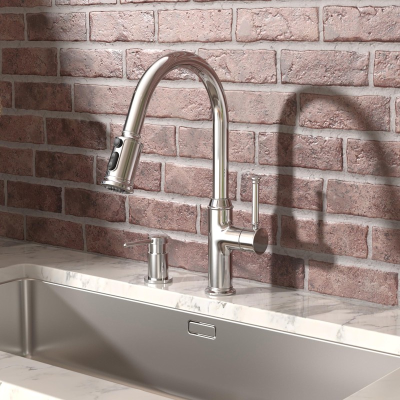Lava Odoro Chrome Soap Dispenser for Kitchen Sink, Modern Brass