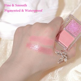 Pink Eyeshadow Palette,2 Colour Highly Pigmented Matte Shimmering Eye Shadow Make-Up Palettes for Women, Waterproof Long-lasting Eyeshadow Palette