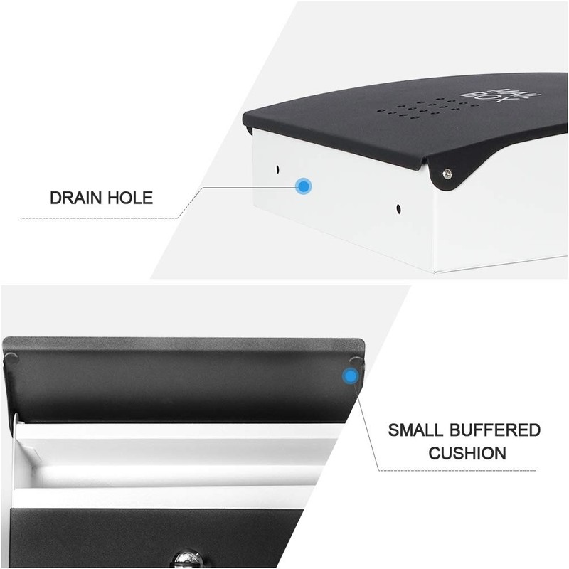 Black Mailboxes with Key Lock, Wall Mounted Large Capacity Mailbox,