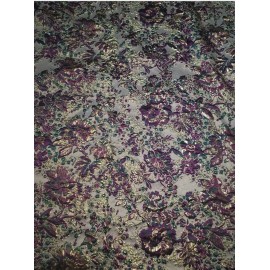 Jacquard Purple METALLIC Floral Brocade Fabric, Purple Jacquard, Damask Fabric(57 in.)