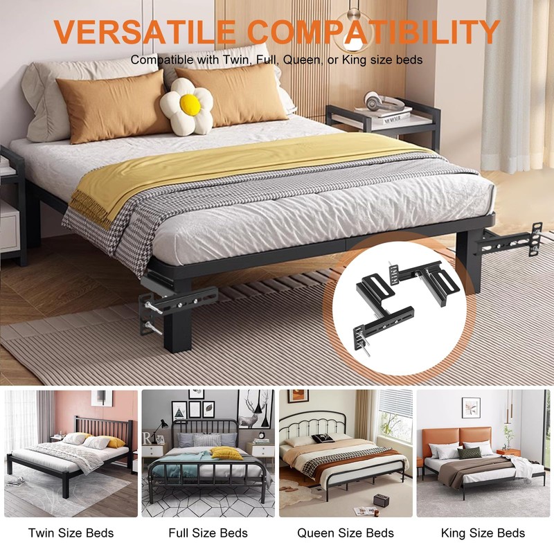 Colinktool Adjustable Headboard Bracket Kit - Black Metal Bed Frame