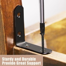 18-Pack L Shape Corner Brackets, Stainless Steel Metal Angle Braces for Wood Furniture, Heavy Duty Black 2 inch Shelf Bracket with Long Screws for Household Project (L Shape Black)