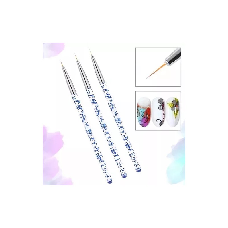 Veraly Set 3 Pincel Brillos Delineador Uña Bricolaje Dibujo Linea