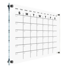 Premium Acrylic Wall Calendar - Reusable Board for Office and Home - Dry Erase Board - Glass Calendar for Wall (36x24" (Large), Black Standoff)