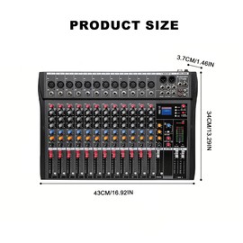 K-mxerpro 12 Channel Professional Audio Mixer Console Sound Board with 48V Phantom Power,USB Audio Interface for Live Show,Streaming Recording Music Stage Karaoke