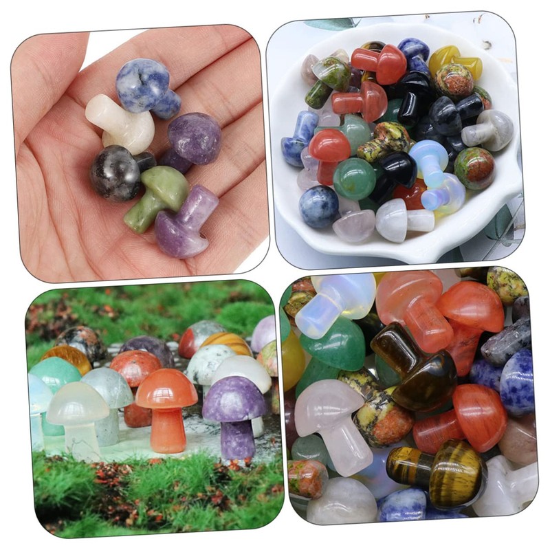 IWOWHERO Set of 20 Small Mushroom Ornaments Crystal Mini Mushrooms