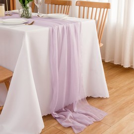 Chuqing Chiffon Table Runner, Purple, 70 cm x 3 m, Table Decoration for Wedding, Birthdays, Communion, Celebration, Party