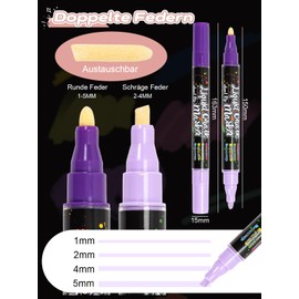 Yikki Liquid Chalk Pens, Double Tip Chalk Markers for Blackboards, Reversible Tip, Chalkboard Pens for Chalkboards, Signs, Windows, AD Drawing, LED Menu Board and Bistro (8 Pack, 16 Colors)