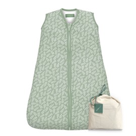 Molis&co. Baby Sleeping Bag 2.5 Tog. Size: 95 cm (18-36 months). Ideal for the transitional period and winter. Green Garden. 100% cotton. (Oeko-Tex 100).