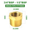 TAISHER 5 Pcs Brass Reducer Hex Bushing Threaded Pipe Fitting