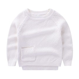 Peecabe Toddler Baby Girl Boy Cable Knit Sweater Cotton Infant Pullover Crewneck Long Sleeve Sweatshirt Fall Winter (2T, White)