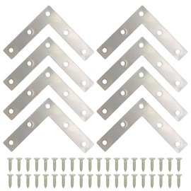 SYOWADA 8 Pcs 3.23 Inch X 3.23 Inch L-Shaped Flat Bracket, 90 Degree Stainless Steel Right Angle Corner Bracem, L Mending Plate for Wooden Table Chair Cabinet