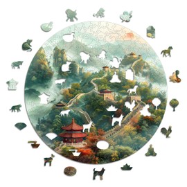 Iconic Puzzles - Chinese Wall 100% Sustainable Wooden Jigsaw Puzzle Gifts for Kids and Adults Large 600 Pieces