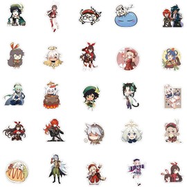 Genshin Impact Game Stickers, Vinyl Waterproof Stickers for Laptop, Bumper, Skateboard, Water Bottles, Computer, Phone, Cool for Teenagers, Children, Adults, Pack of 100