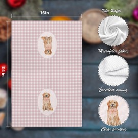 Nipil Coquette Pink Bow Golden Retriever Dog Bathroom Gifts Kitchen Decor Hand Towels for Bathroom,Golden Retriever Gifts Women,16x24 Inch