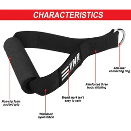 Exercise Handles Heavy Duty Cable Machine Attachments D Handle Stirrup Handle Bar Resistance Band for Fitness Nylon Strap Silicon Grip Solid ABS Cores Home Gym Set of 2