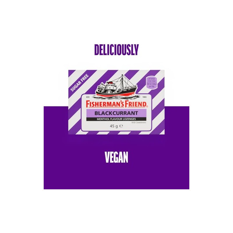 Fisherman's Friend - Pack of 6, 45g Blackcurrant Lozenge Packs,