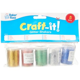 Baker Ross Glitter Shakers - Pack of 5, Craft Essentials for Arts and Crafts (AR716)