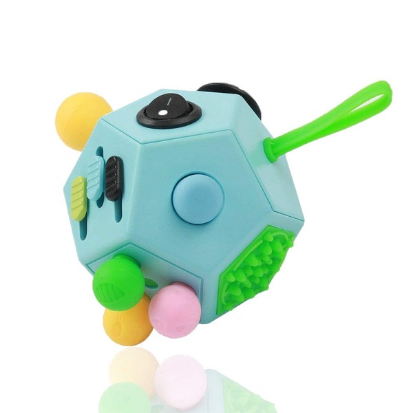 12 Side Fidget Cube,Fidget Toys Cube Relief Stress and Anxiety Depression Anti for Kids and Adults with ADD, ADHD, OCD, Autism (Blue, Normal)