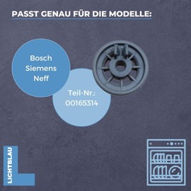 Lichtblau Set of 4 Basket Wheels with Roll Holder 00611475 I Replacement Wheels for Dishwasher Basket 4 x Lower Basket I Suitable for Bosch Siemens Küpperbusch 436718 Dishwasher