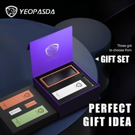 Premium Knife Sharpening Stone Kit - YeopAsda 3 Sides Grit 400/1000/6000 Whetstones - Knife Sharpener Stone with Non-Slip Wood Base, Angle Guide & Cut Resistant Gloves