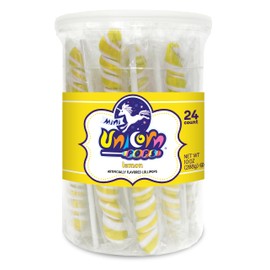 Adams & Brooks, Inc. Unicorn Pops 24 Count Individually Wrapped Unicorn Lollipops Unicorn Party Favors, Candy Buffets, Lollipops Bulk (Lemon, Yellow)