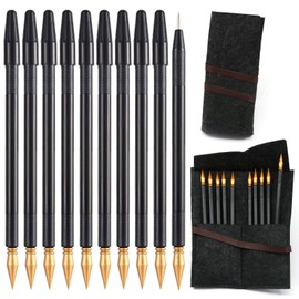 Scratch Color Pen Dual Tip/Scratch Paper Stick Stylus Tools for Art Paper Painting/Expert Edition/Black & Gold Design / 10 Pieces