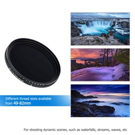 JJC 67mm Variable ND Filter (ND2 - ND2000) Adjustable Neutral Density Lens Filter, 18-Layer Coating, HD Optical Glass, for DSLR Camera Lens Landscape Photography