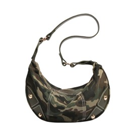 MakeMeChic Women's Camo Studded Shoulder Bag Top Handle Zipper Y2k Handbag Clutch Purse Army Green One Size