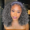 Aisaide Kinky Curly Headband Wig 14 Inch Grey Deep Curly